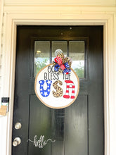 Load image into Gallery viewer, Fourth of July Burlap Door Hanger - USA Leopard Circle