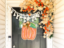 Load image into Gallery viewer, Burlap Pumpkin Door Hanger - Orange