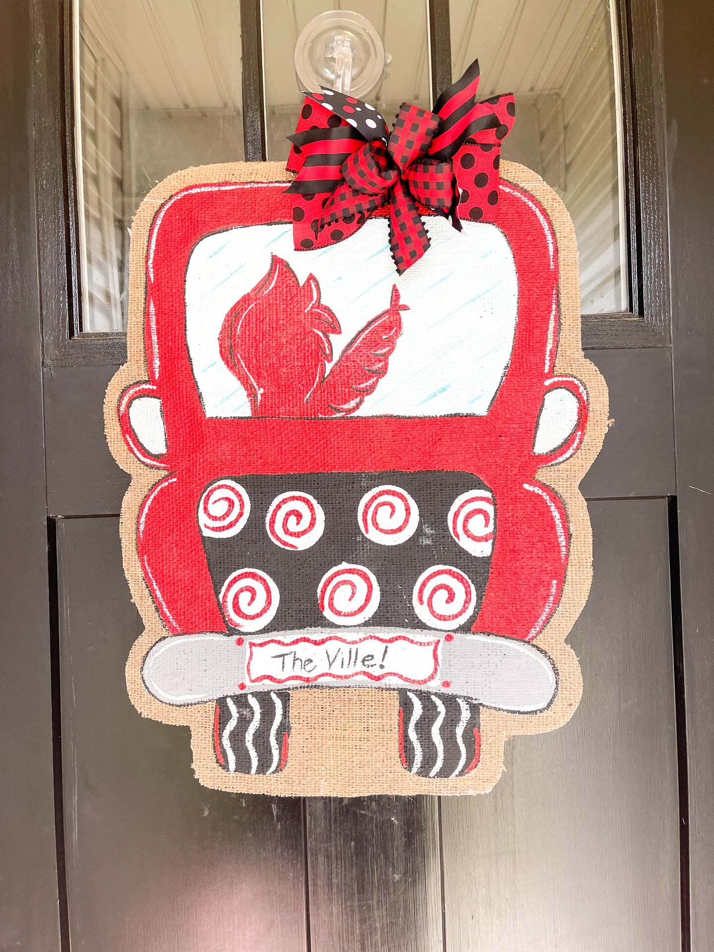 U of L Inspired Cardinal Mascot Truck Door Hanger