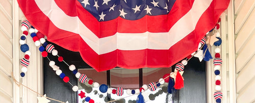 Red, White and Blue Pom Pom Garland