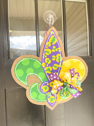 Mardi Gras Fleur-de-lis Door Hanger