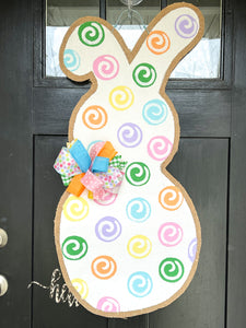 Easter Bunny Burlap Door Hanger - Large Whimsy Bunny