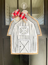 Load image into Gallery viewer, Farm Door Hanger - Little Gray Barn Burlap Door Hanger