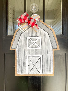 Farm Door Hanger - Little Gray Barn Burlap Door Hanger
