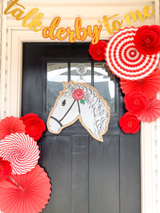 Derby Horse Door Hanger - Whimsy Horse Head Door Hanger in Gray