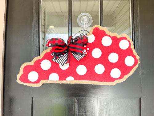 Red with White Dots State of Kentucky Door Hanger