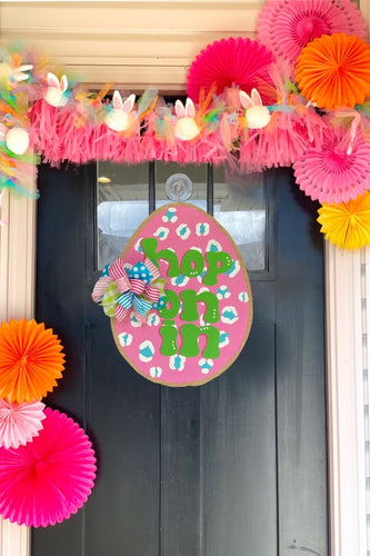 Easter Egg Door Hanger in Pink Leopard