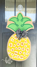 Load image into Gallery viewer, Burlap Pineapple Door Hanger in Yellow Leopard