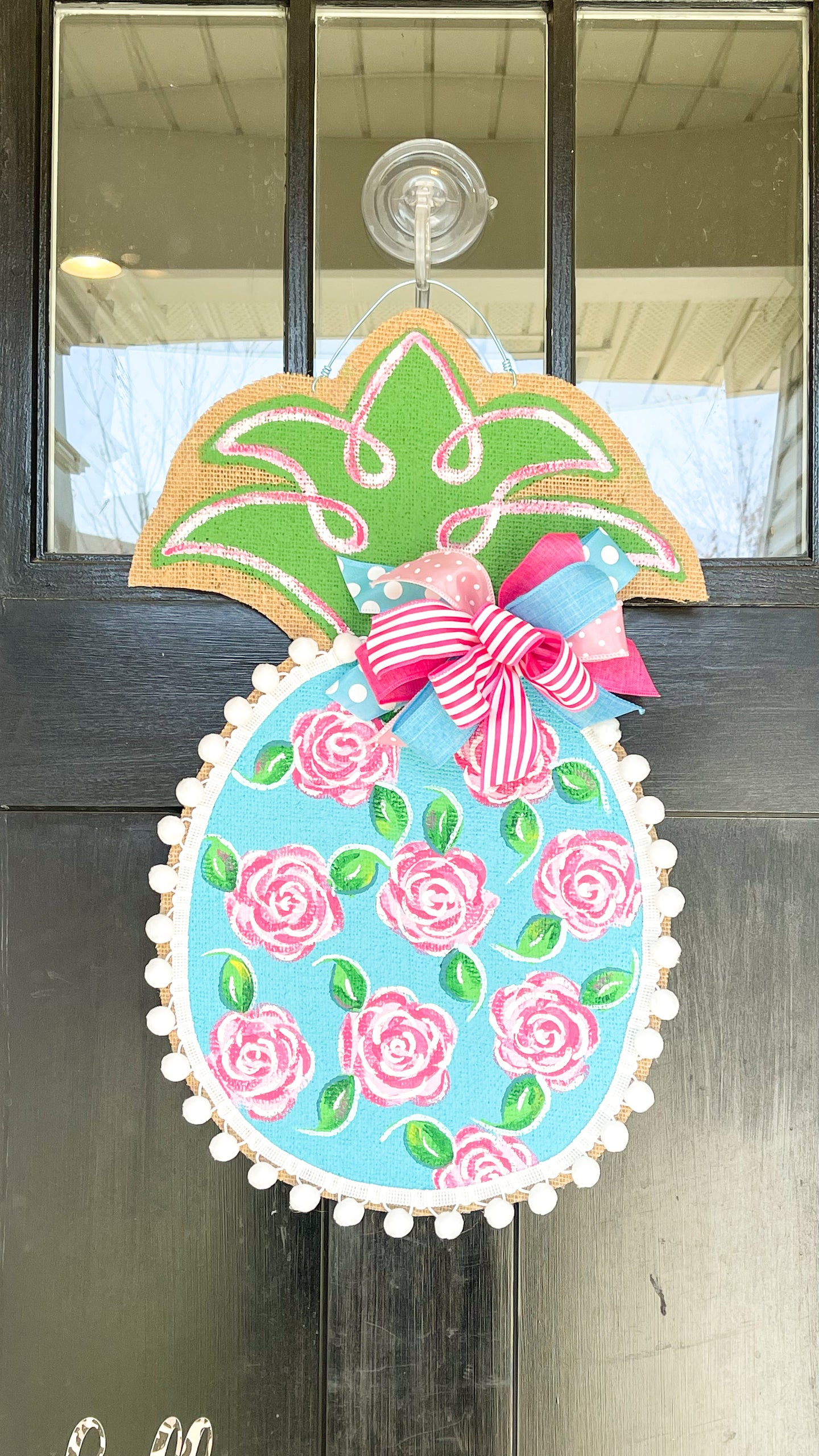 Burlap Pineapple Door Hanger - Lilly First Impressions Inspired (Small/Turquoise)