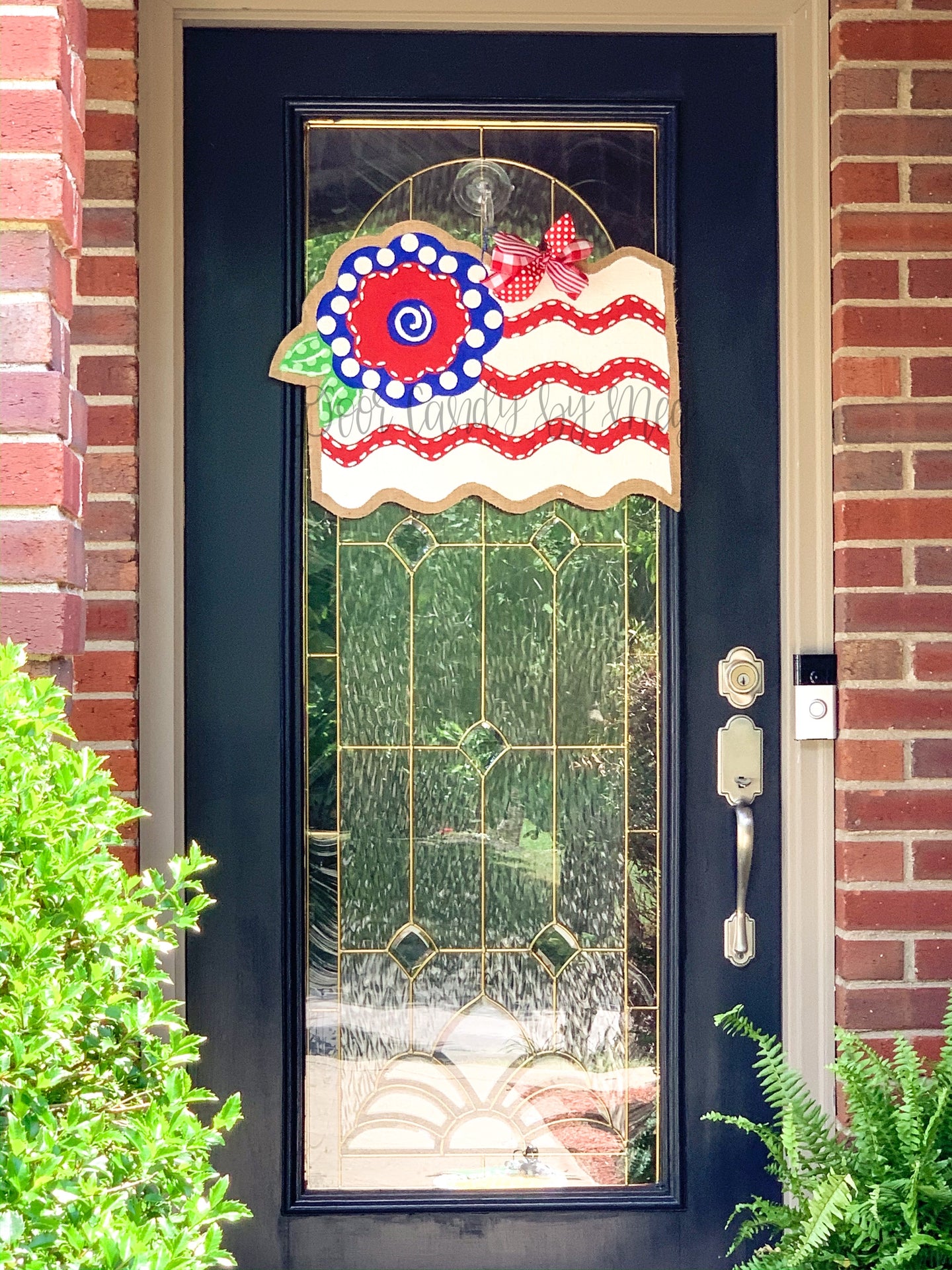 Fourth of July Burlap Door Hanger - Floral Flag