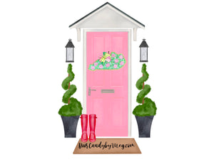 Green and Pink Floral Kentucky Door Hanger
