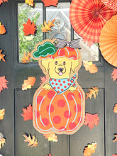 Load image into Gallery viewer, Puppy in a Pumpkin Door Hanger
