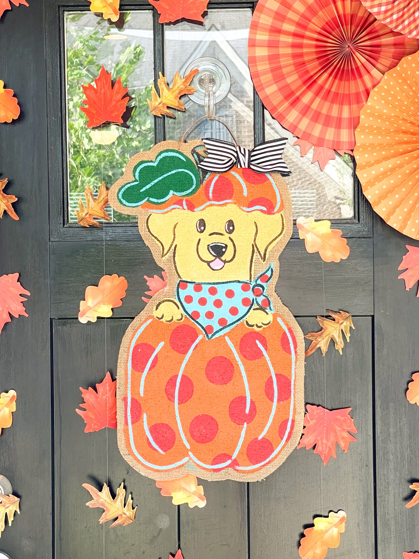 Puppy in a Pumpkin Door Hanger