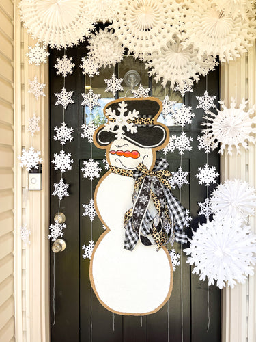 Large Snowgal in Black and White Mixed Ribbons + Leopard
