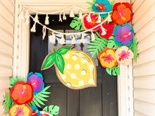 Load image into Gallery viewer, Lemon Burlap Door Hanger with Polka Dots