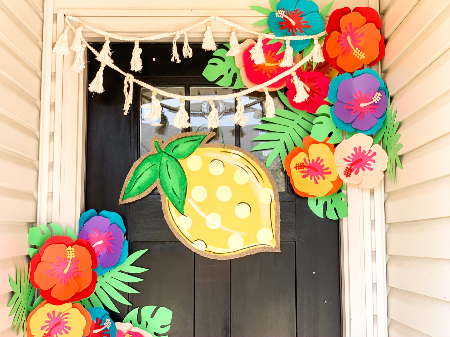 Lemon Burlap Door Hanger with Polka Dots