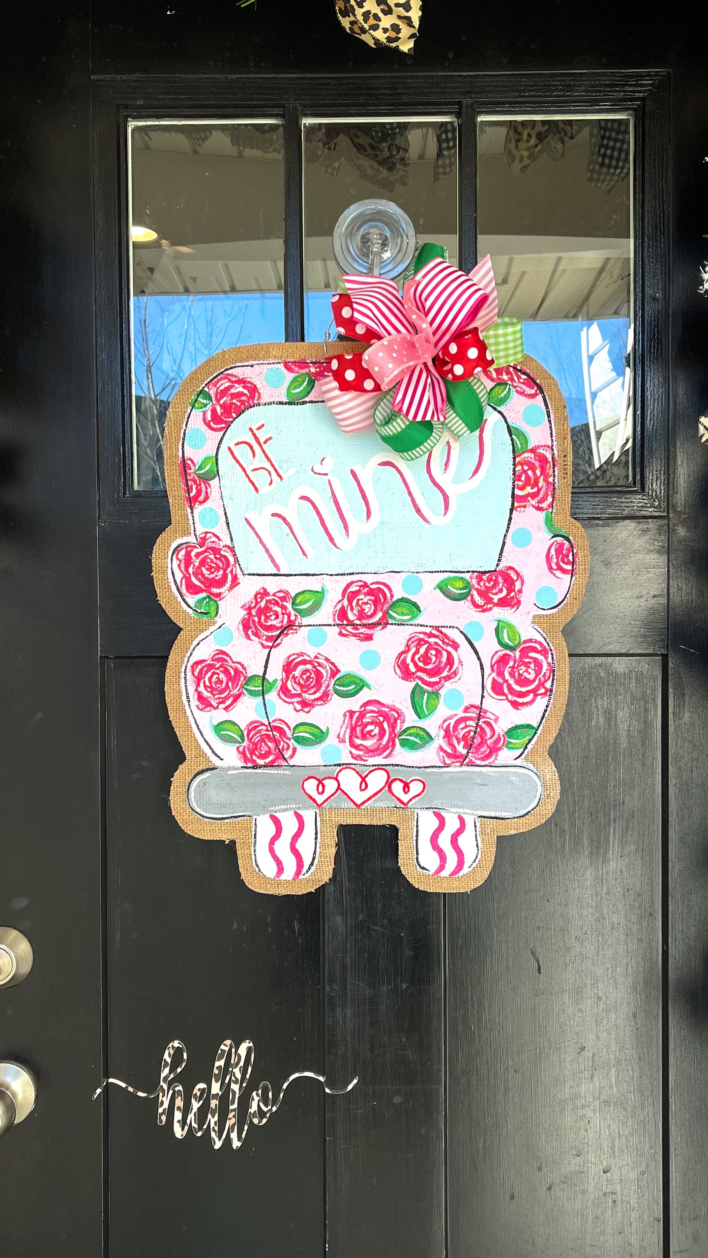 Valentine's Day Truck Door Hanger with Bow
