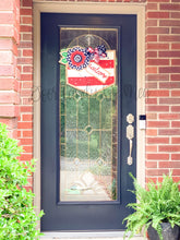 Load image into Gallery viewer, Fourth of July Burlap Door Hanger - Floral Welcome Banner