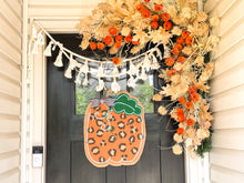 Load image into Gallery viewer, Burlap Pumpkin Door Hanger - Orange Leopard Pumpkin