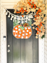 Load image into Gallery viewer, Burlap Pumpkin Door Hanger - Happy Fall Y&#39;all Polka Dots