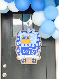 Go Big Blue Truck Door Hanger with Wildcat