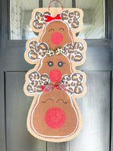 Load image into Gallery viewer, Three Reindeer Stack Door Hanger in Leopard