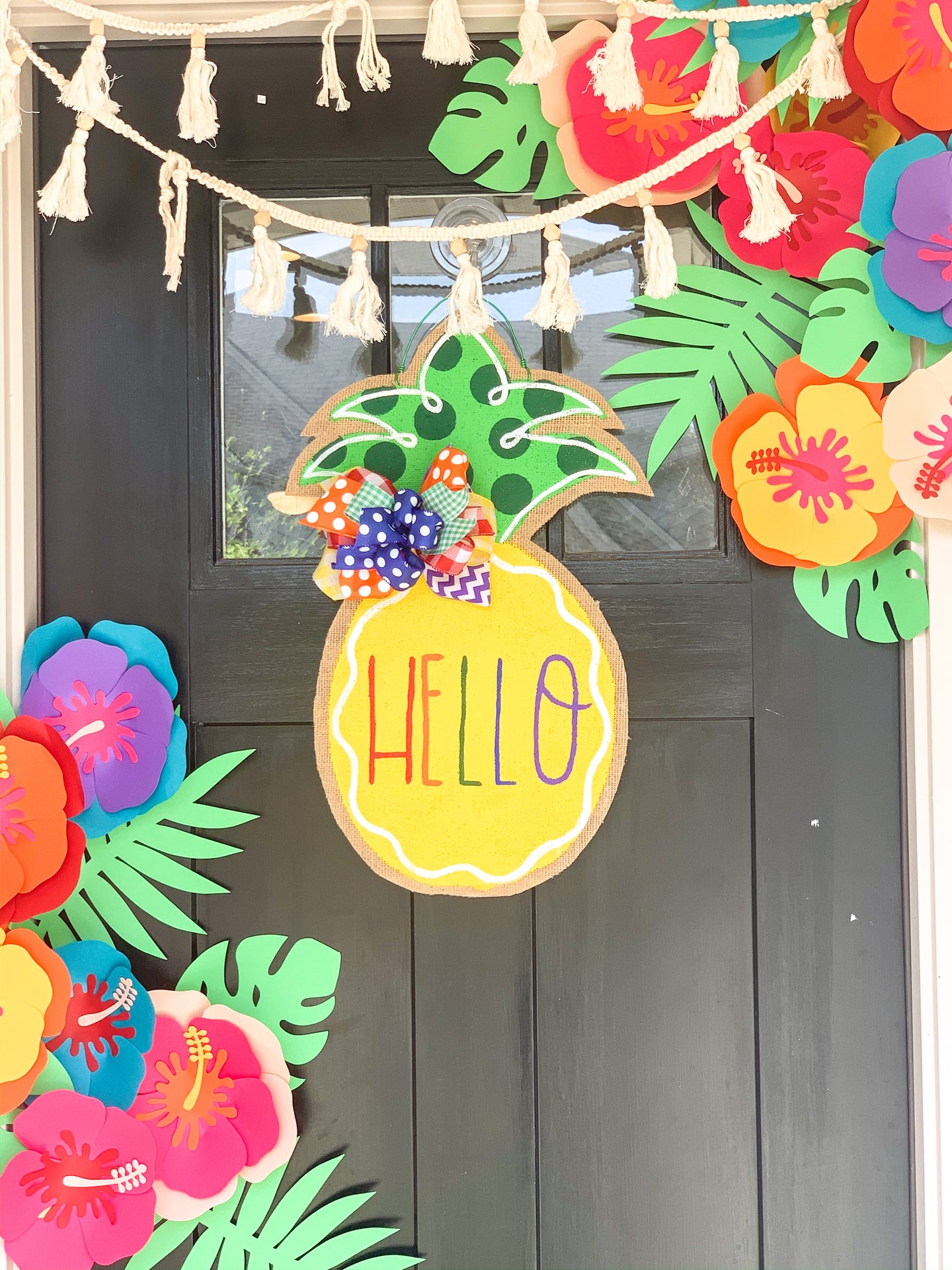Burlap Pineapple Door Hanger in Multicolor Hello