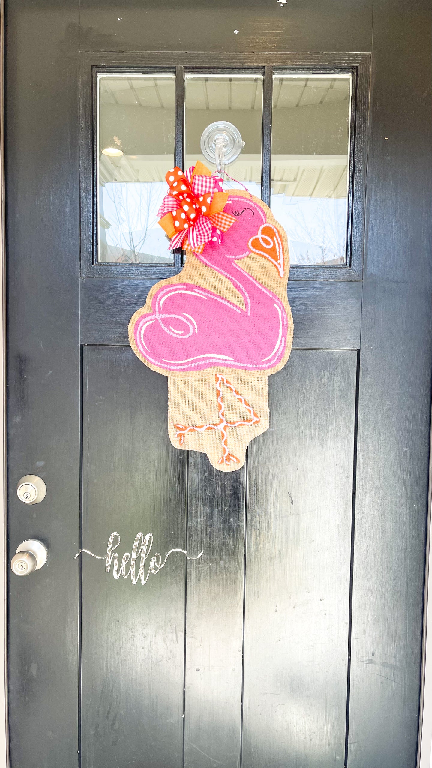 Small Pink Flamingo Door Hanger