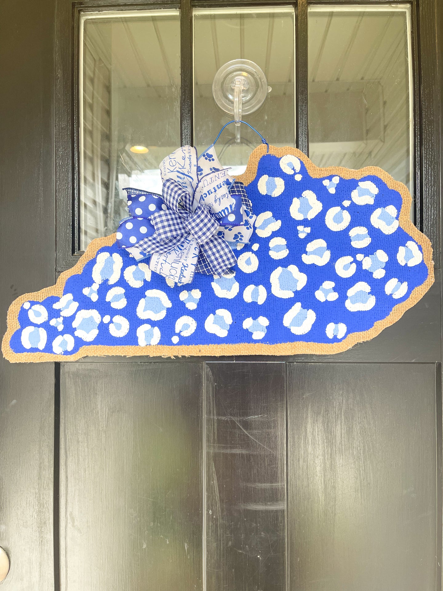 Go Big Blue State of Kentucky Door Hanger in Leopard