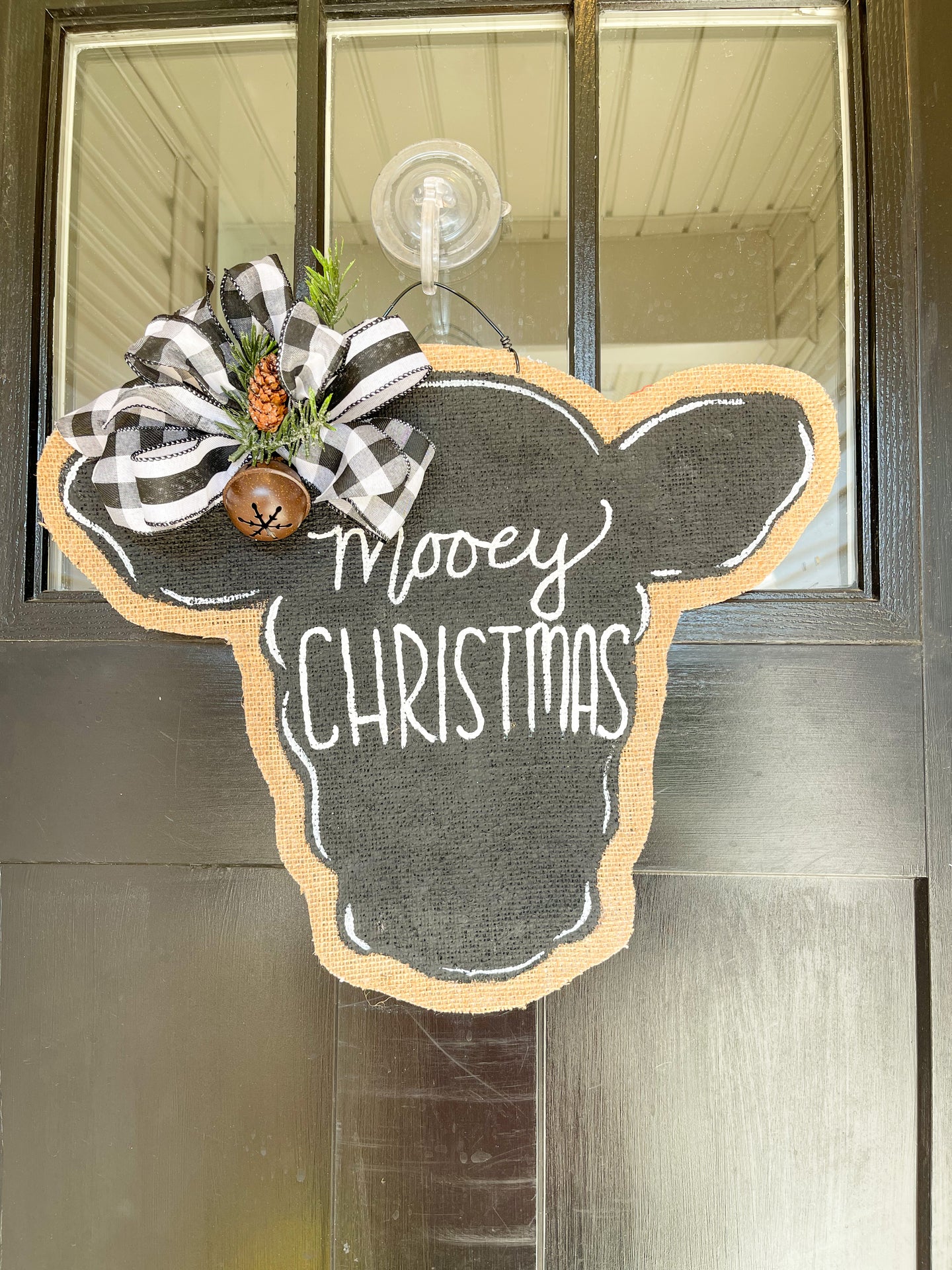 Mooey Christmas Cow Head Door Hanger
