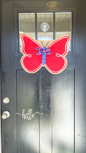Fourth of July Butterfly Burlap Door Hanger