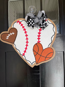 Baseball, Football and Basketball Door Hanger