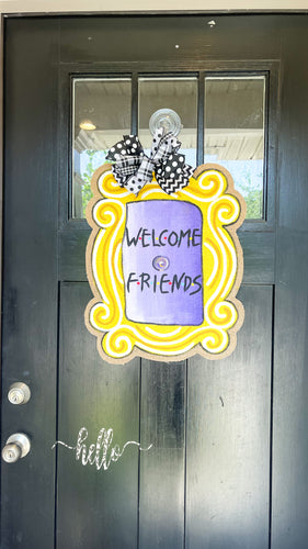 Welcome Yellow Frame Door Hanger