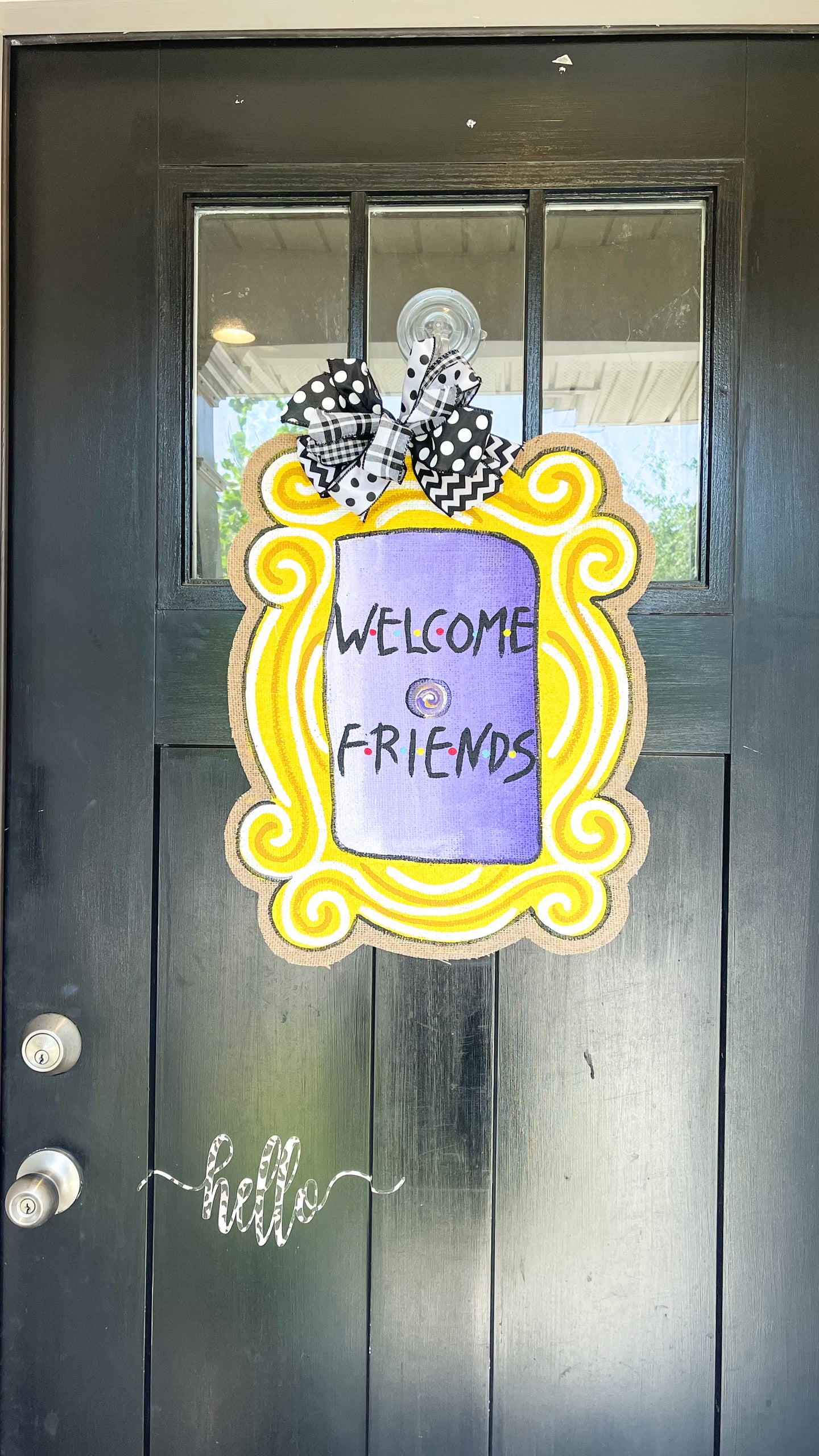Welcome Yellow Frame Door Hanger