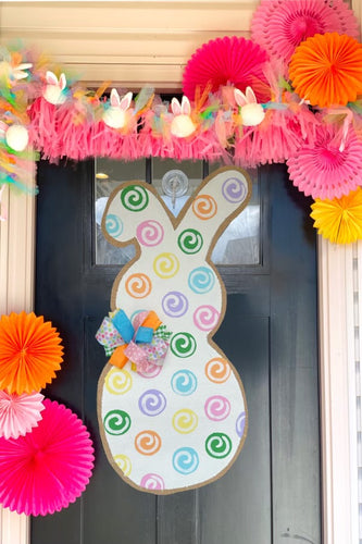 Easter Bunny Burlap Door Hanger - Large Whimsy Bunny