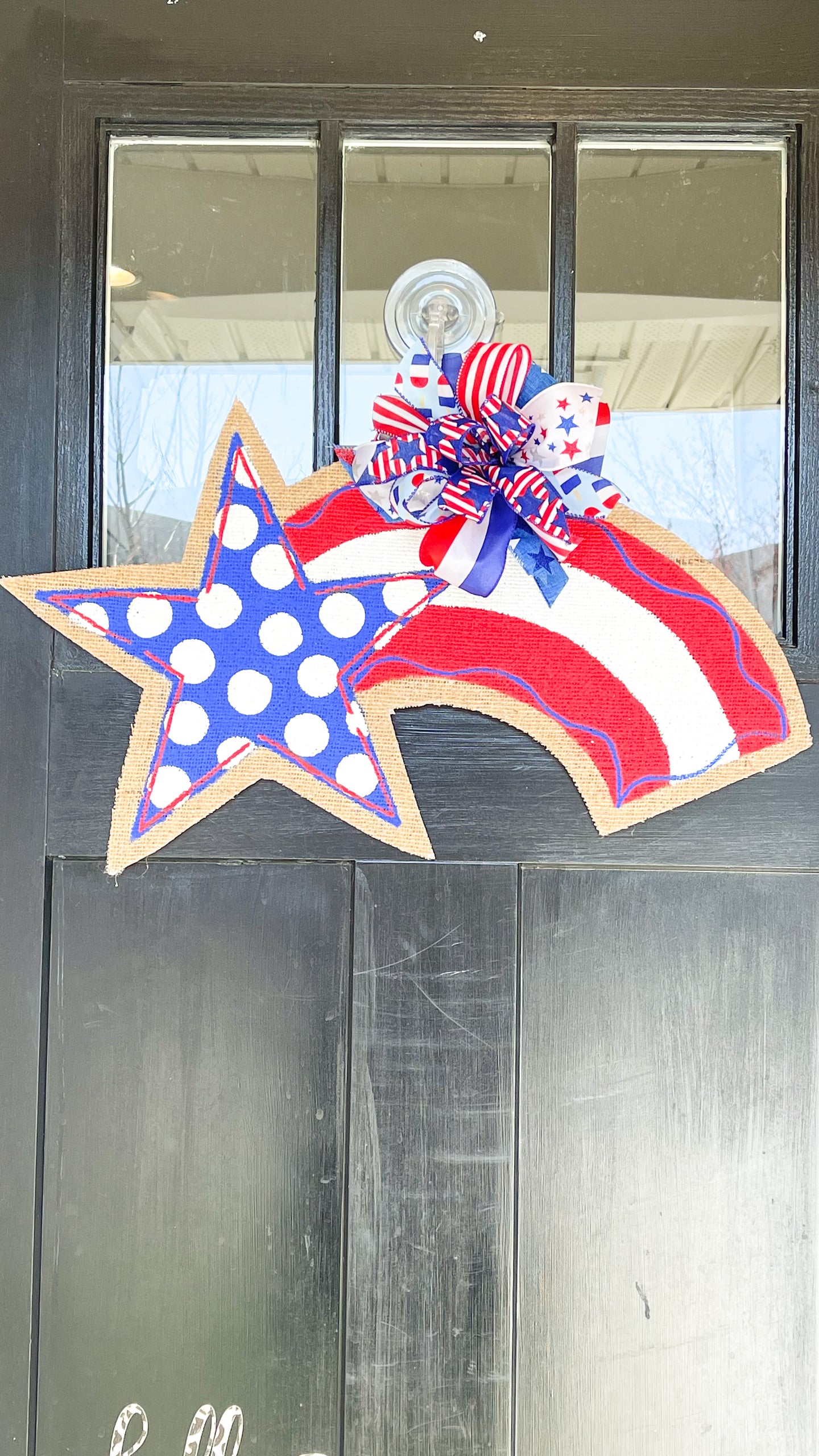Fourth of July Rainbow Burlap Door Hanger