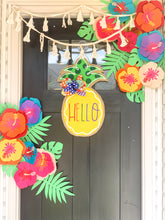 Load image into Gallery viewer, Burlap Pineapple Door Hanger in Multicolor Hello