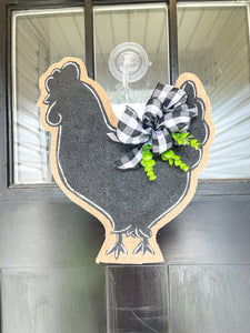 Farm Animal Door Hanger - Chicken with Farmhouse Eucalyptus