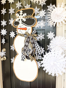 Large Snowgal in Black and White Mixed Ribbons + Leopard