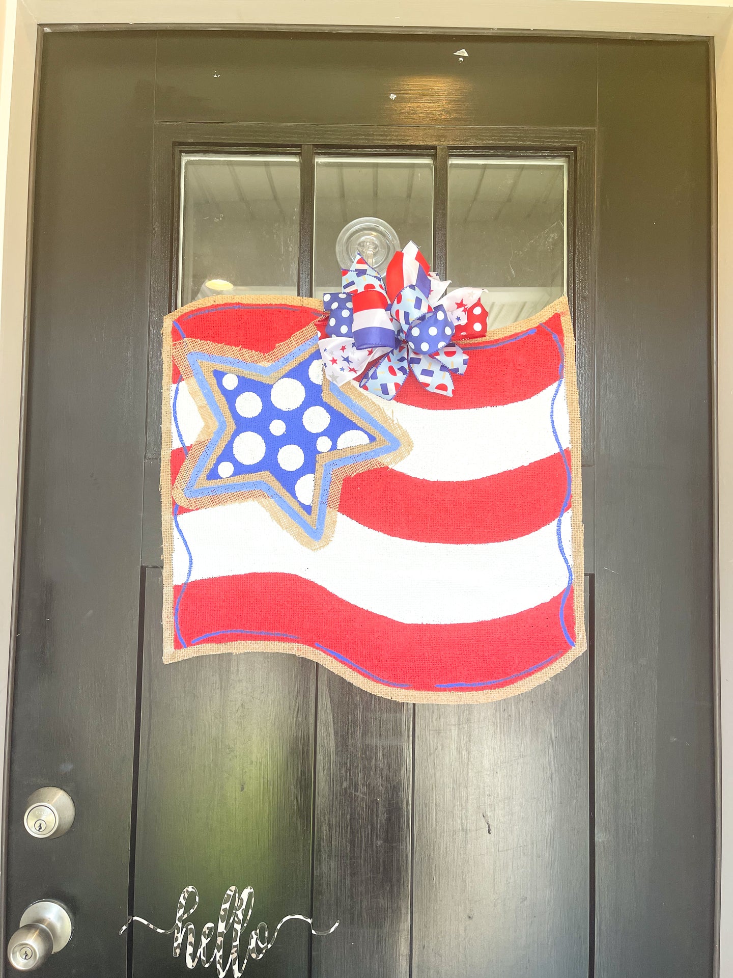 Fourth of July Burlap Door Hanger - American Flag