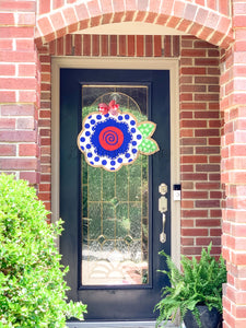 Fourth of July Burlap Door Hanger - Patriotic Flower