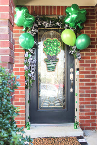 St. Patrick's Day Shamrock Leopard Topiary Door Hanger with Gold