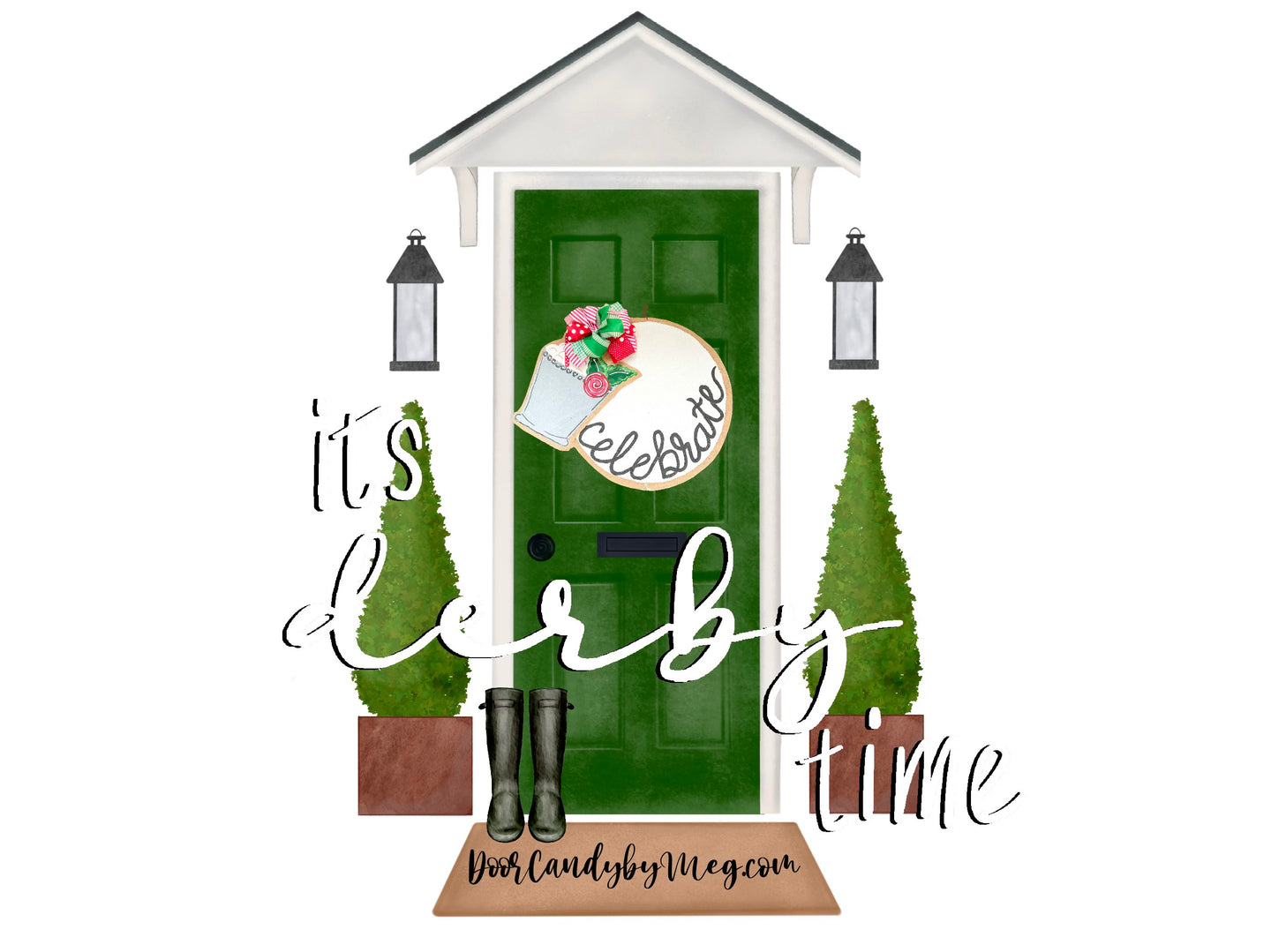 Celebrate Circle Door Hanger with Mint Julep Add On