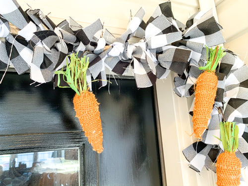 Easter Hand Tied Garland Buffalo Check with Carrots