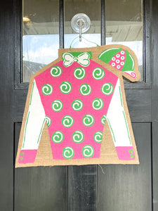 Derby Silk Door Hanger in Pink Polka Dots