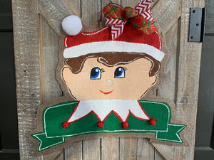 Elf on the Shelf Inspired Banner Door Hanger