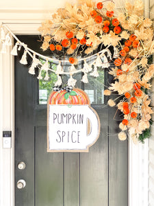 Burlap Pumpkin Door Hanger - Pumpkin Spice Latte