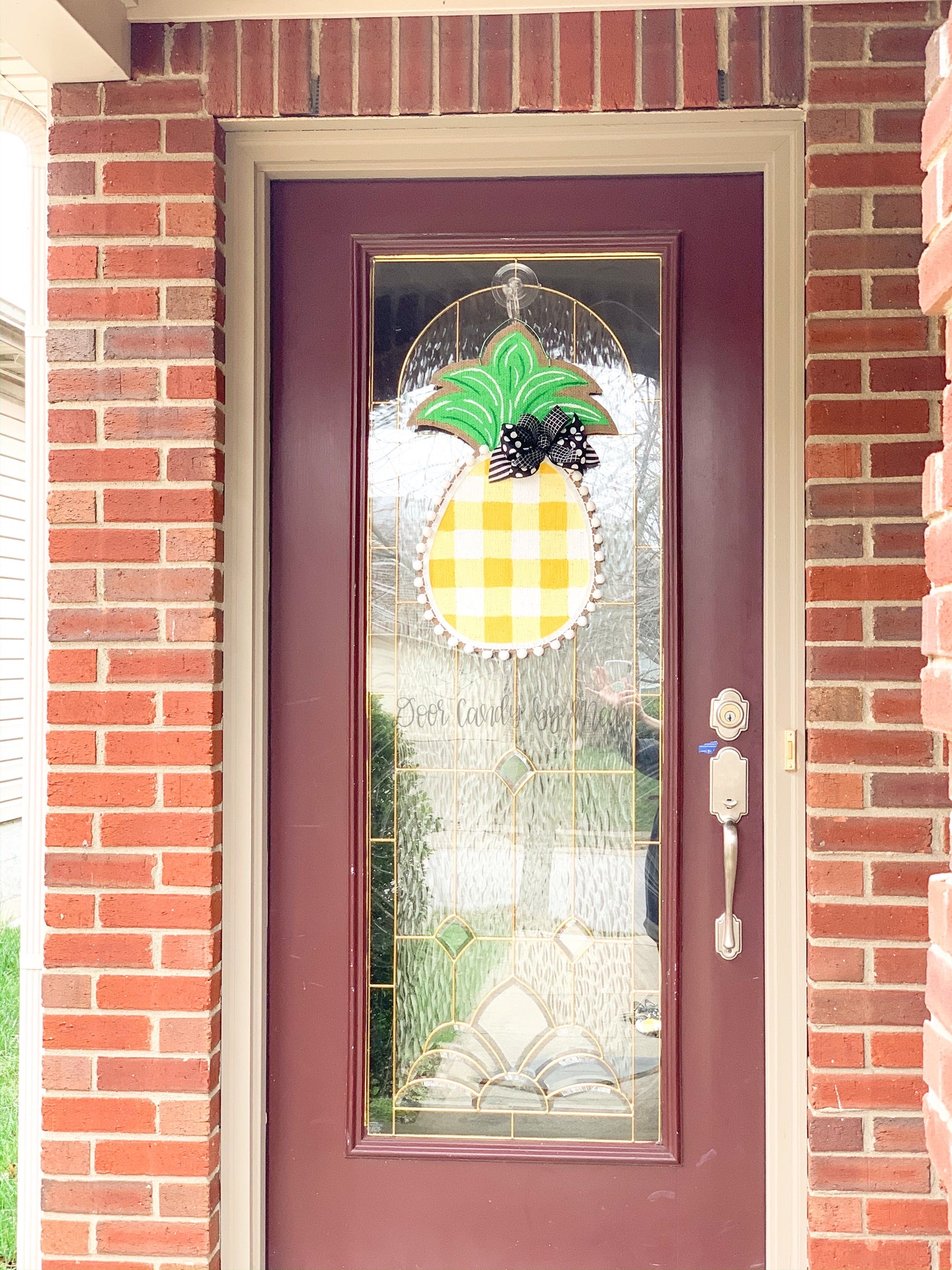 Burlap Pineapple Door Hanger Small Buffalo Check