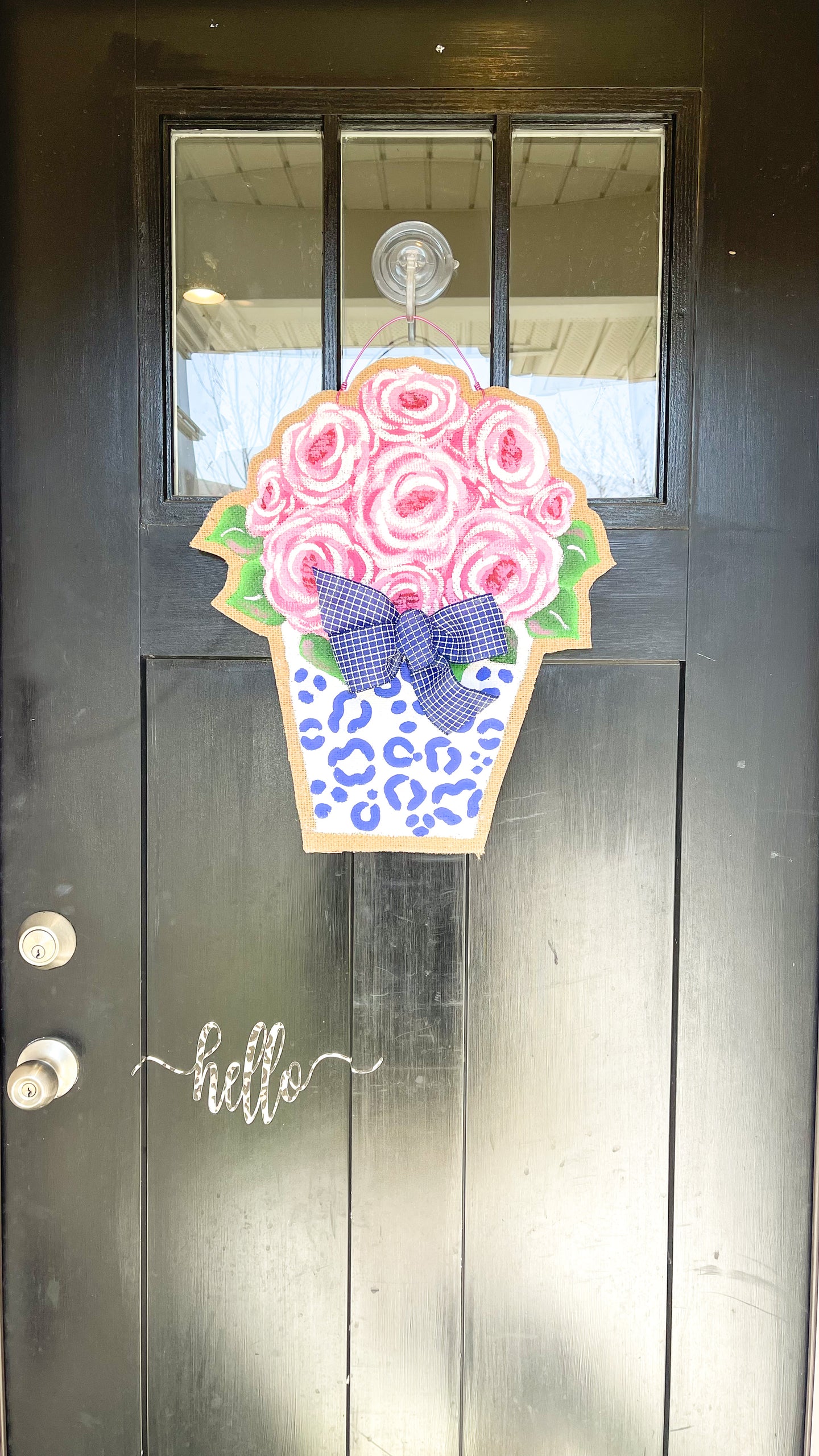 Peony Burlap Door Hanger