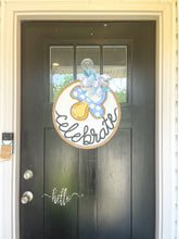Load image into Gallery viewer, Celebrate Circle Door Hanger with Blue Pacifier Add On